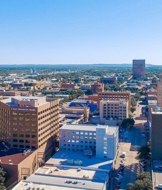 aerial view of downtown dallas, texas at The Sunscape Apartments